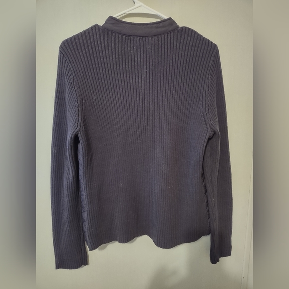 CROFT & BARROW Womens Petite Large Dark Purple Zip Up Knit Jacket - Picture 6 of 6